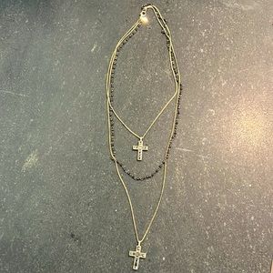 Express cross layered necklace